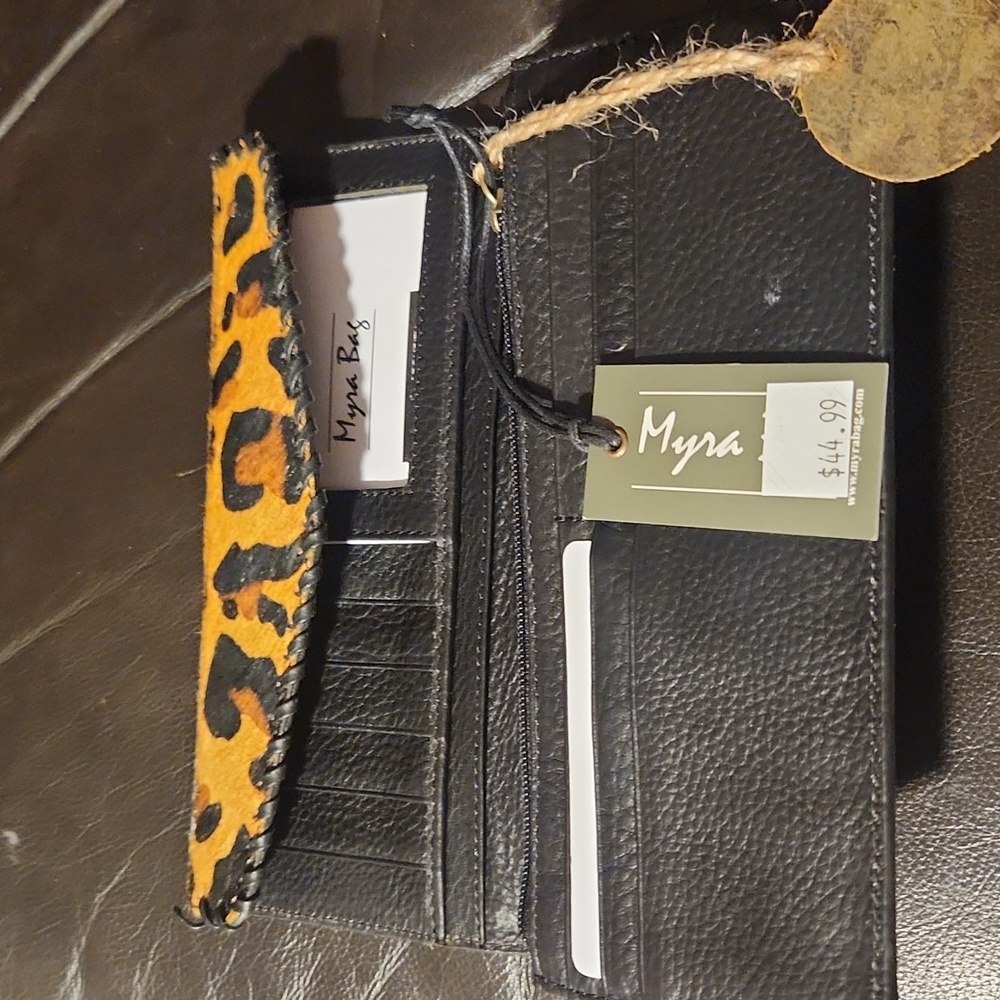 NWT Myra Bag calf hair leopard print wallet